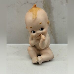 Vintage Lefton Piano Baby Kewpie Doll Porcelain Bisque Figurine 1960